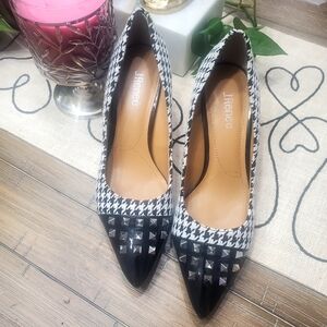 J.Renee Houndstooth and Black Studded Heels